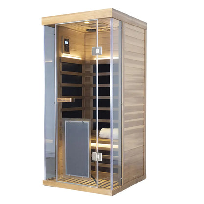Wizzisaunas S01 1-Person Full Spectrum Near Zero EMF Indoor Infrared Sauna with Red Light Therapy