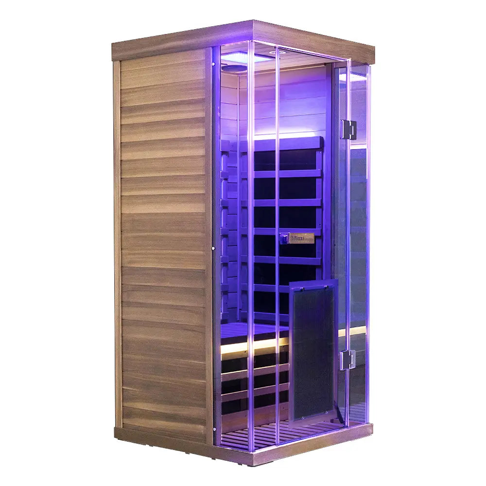 Wizzisaunas S01 1-Person Full Spectrum Near Zero EMF Indoor Infrared Sauna with Red Light Therapy