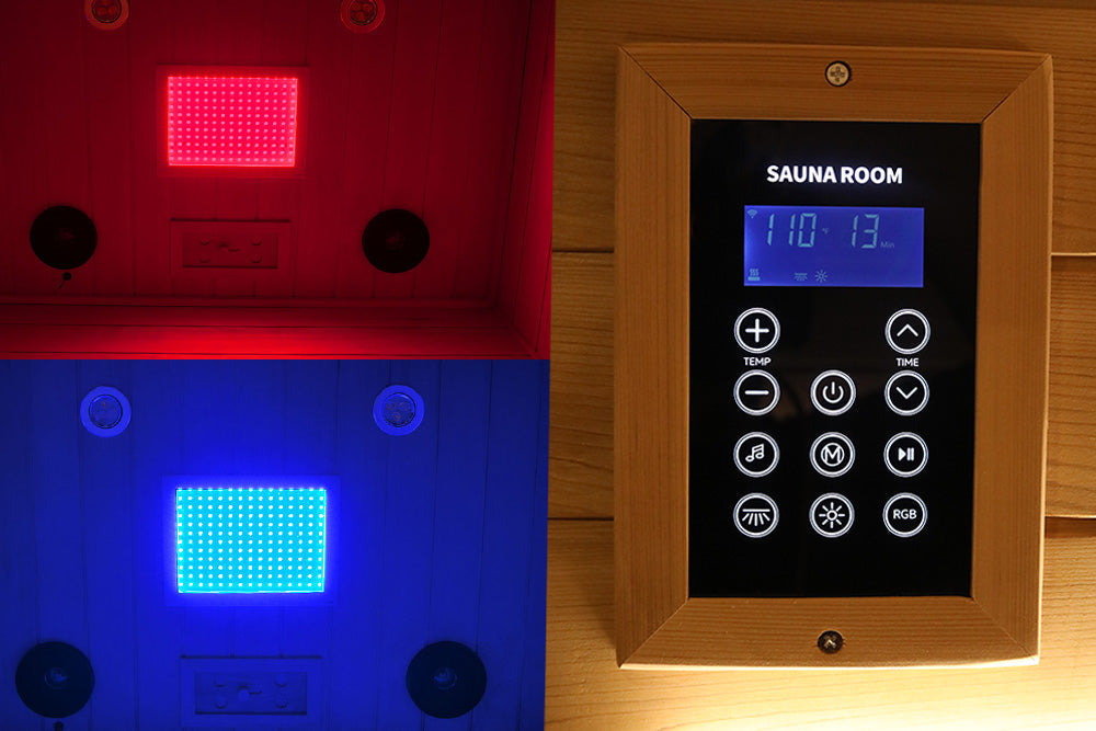 Wizzisaunas S02 2-Person Full Spectrum Near Zero EMF Indoor Infrared Sauna with Red Light Therapy