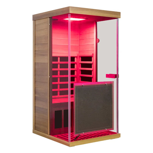 Wizzisaunas 909MX 1-Person Full Spectrum Near Zero EMF Indoor Infrared Sauna with Red Light Therapy