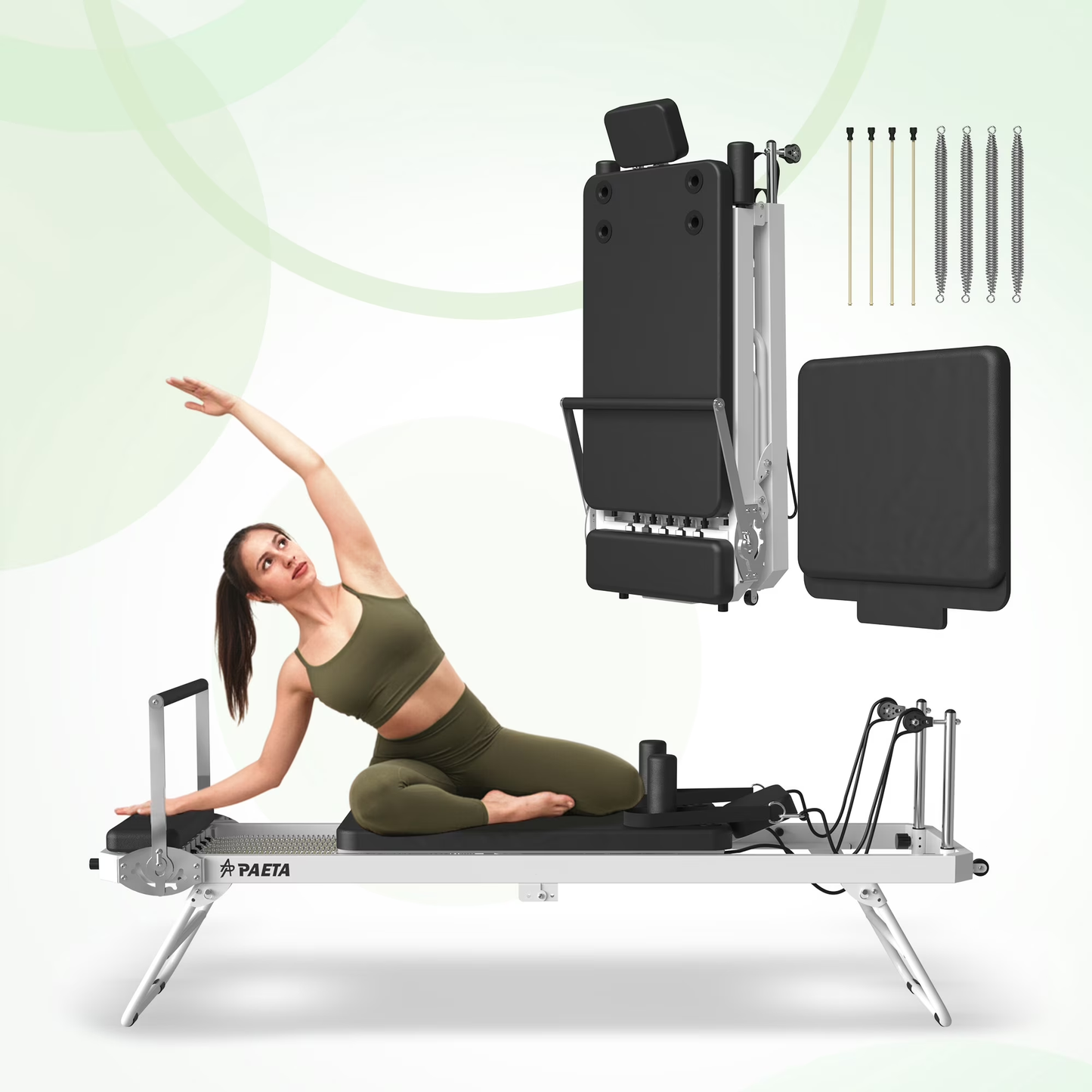 Syedee Foldable Pilates Reformer, Pilates Machine for Home Use, with Dual Resistance- Springs and Cords, Pilates Equipment for Home Workouts with Jump Board, up to 400 LBS