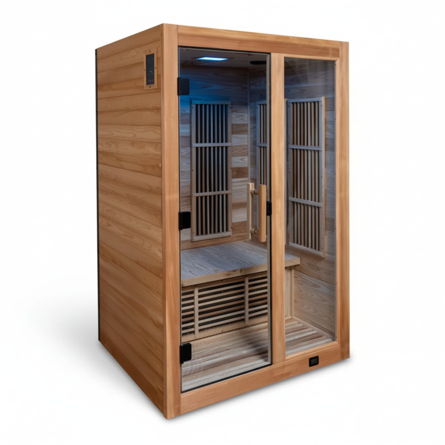 Rylan 2-Person Cedar Wood Indoor Infrared Sauna with Red Light Therapy and Chromotherapy