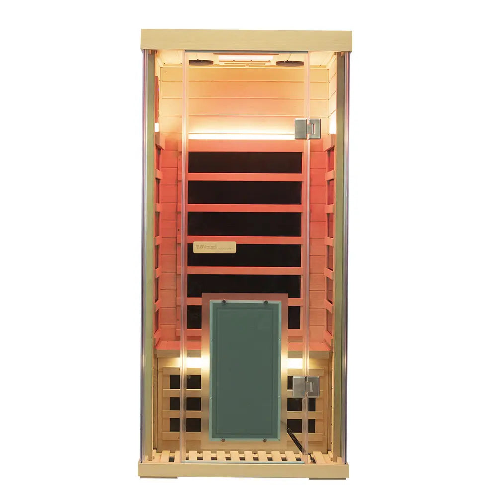 Wizzisaunas S01 1-Person Full Spectrum Near Zero EMF Indoor Infrared Sauna with Red Light Therapy