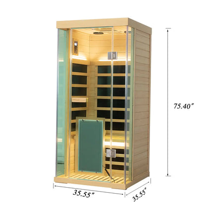 Wizzisaunas S01 1-Person Full Spectrum Near Zero EMF Indoor Infrared Sauna with Red Light Therapy
