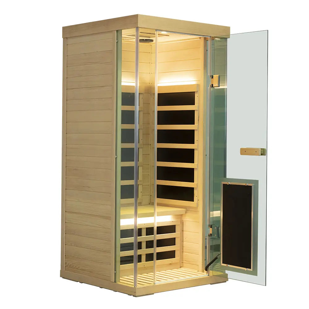 Wizzisaunas S01 1-Person Full Spectrum Near Zero EMF Indoor Infrared Sauna with Red Light Therapy