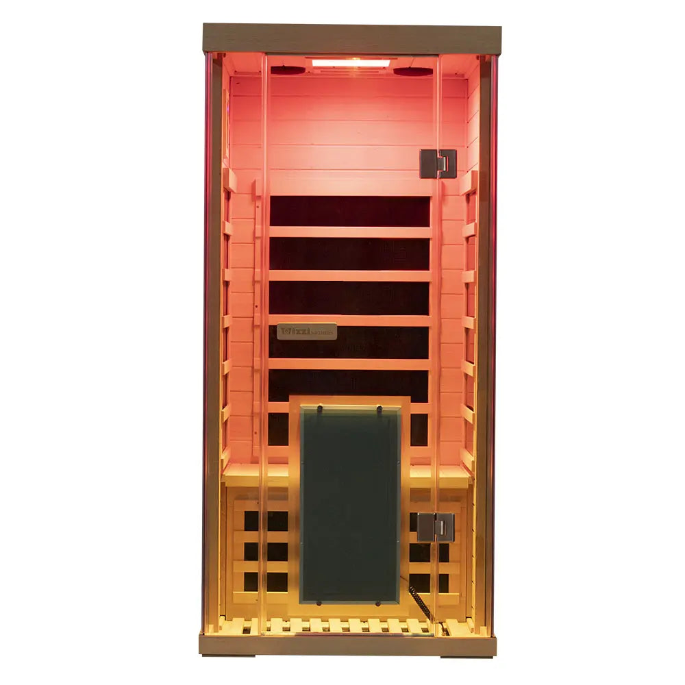 Wizzisaunas S01 1-Person Full Spectrum Near Zero EMF Indoor Infrared Sauna with Red Light Therapy