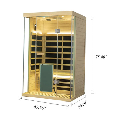 Wizzisaunas S02 2-Person Full Spectrum Near Zero EMF Indoor Infrared Sauna with Red Light Therapy