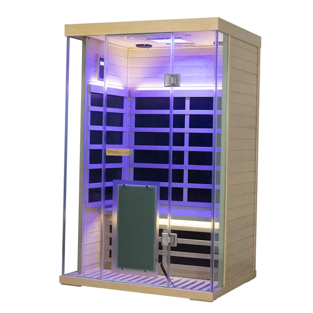 Wizzisaunas S02 2-Person Full Spectrum Near Zero EMF Indoor Infrared Sauna with Red Light Therapy