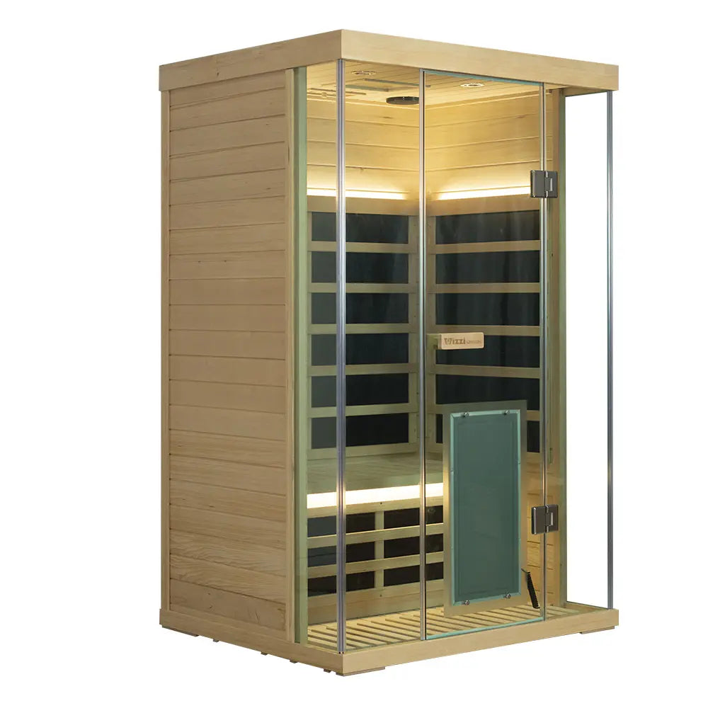 Wizzisaunas S02 2-Person Full Spectrum Near Zero EMF Indoor Infrared Sauna with Red Light Therapy