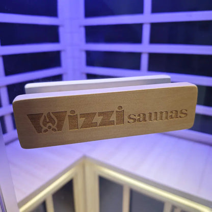 Wizzisaunas S07 2–3 Person Corner Full Spectrum Near Zero EMF Indoor Infrared Sauna with Red Light Therapy